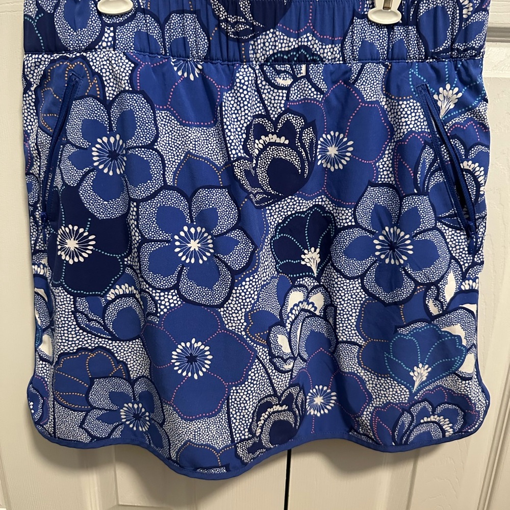 Floral Blue Athletic Skort with Pockets Floral Design